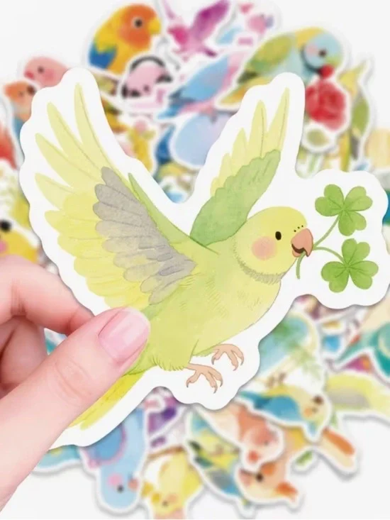 56 Cute Parrot Stickers Pastel Colors Party Favors Birds Crafts - Picture 6 of 10